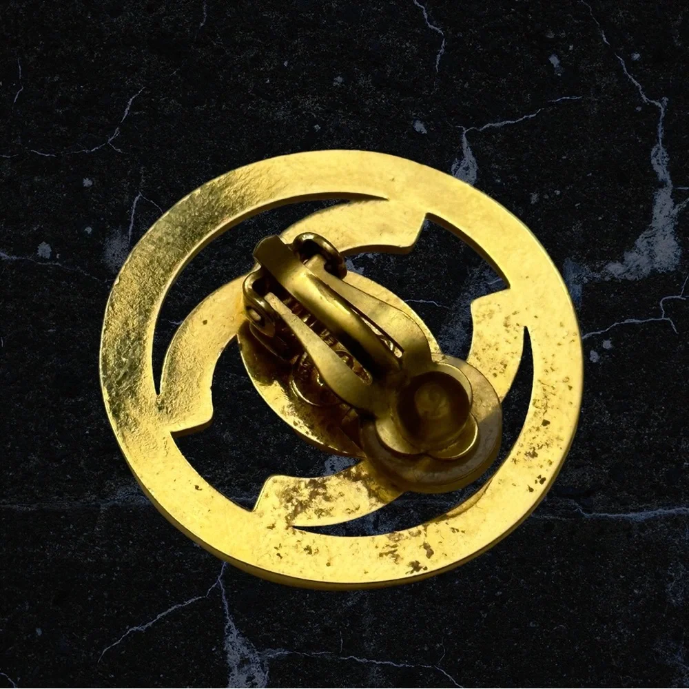 Vintage CHANEL Turnlock Logo Earring - Picture 3 of 7